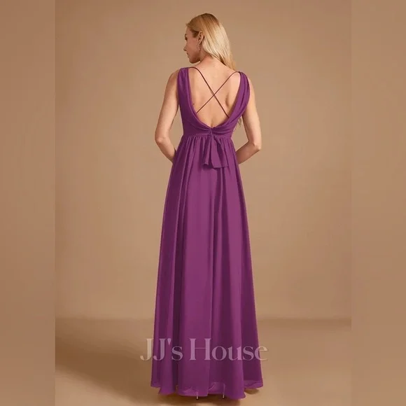 princess polly baby blue dress V Neck Empire Pink Bridesmaid Dress with Side Slit – FancyVestido